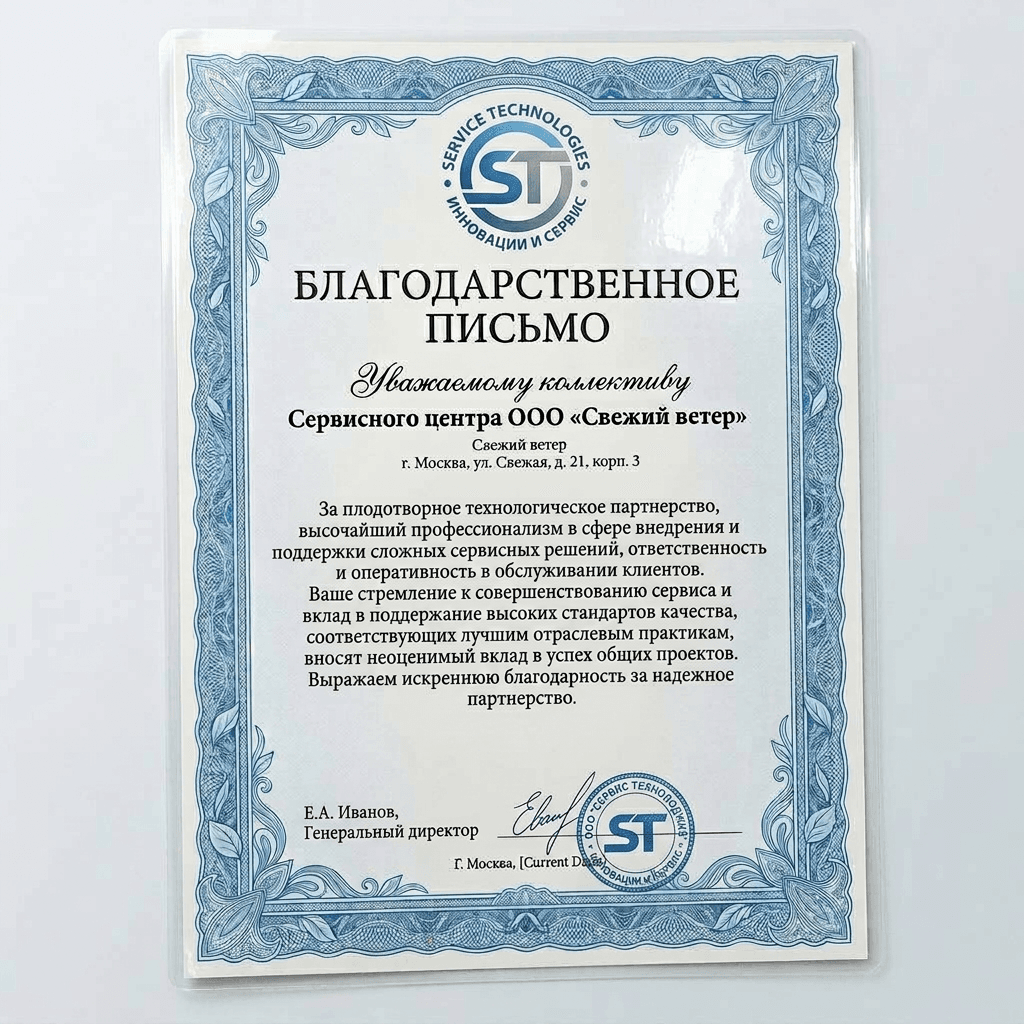 Благодарность от GARLYN Technologies